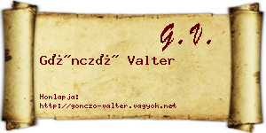 Göncző Valter névjegykártya